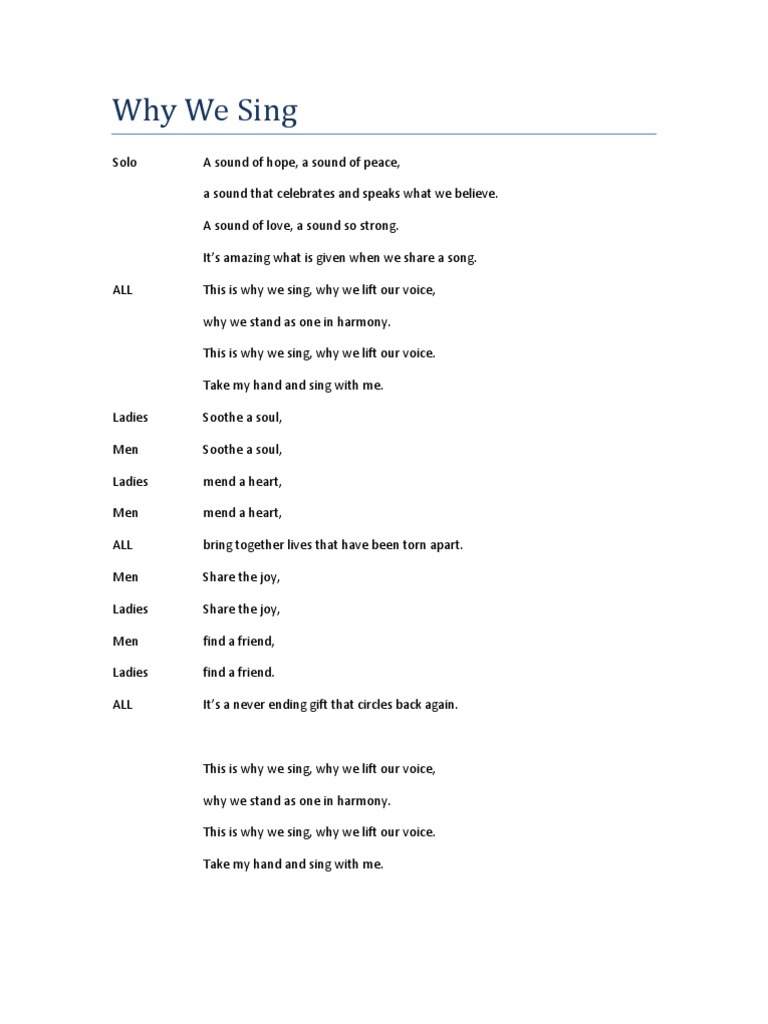 Why we sing lyrics pdf musical compositions songs