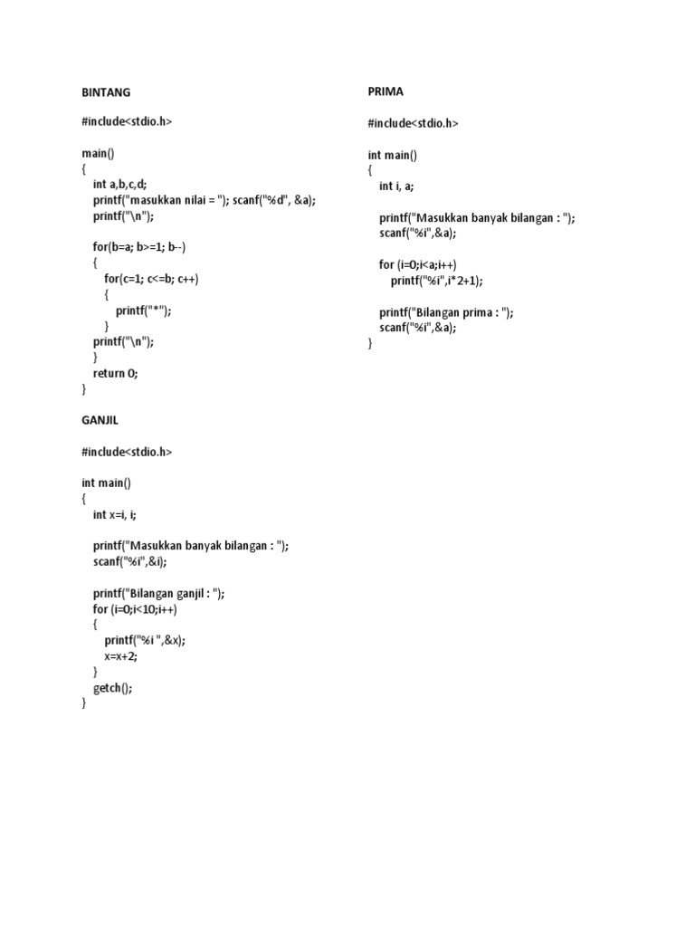 C Programming Examples: Patterns & Odd Numbers | PDF