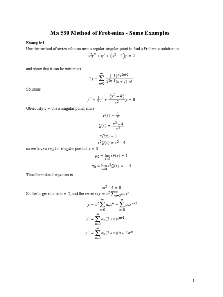 Examples Frobenius Problem PDF | PDF | Differential Equations ...