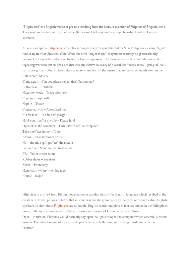 Filipinism | PDF | Stress (Linguistics) | English Language