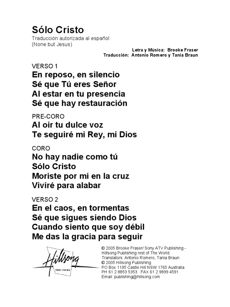 None But Jesus Spanish Official Translation none but jesus spanish official