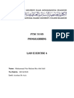 FTSC 3103 Programming: Name: Muhammad Nur Hakimi Bin Abd Jalil No - Matrix: 16FA03028 Lect: Azrehan BT Aziz