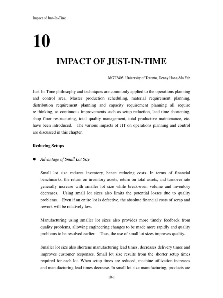 Chp10 Impact of JIT 367 ErpBook | PDF | Inventory | Supply Chain