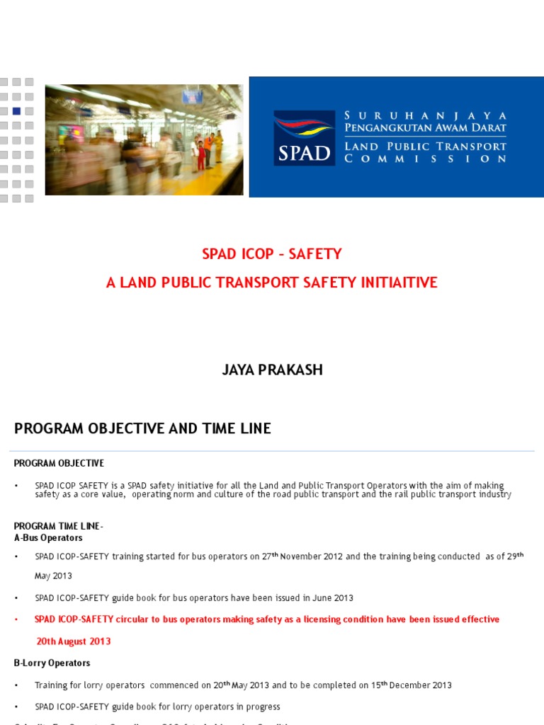 SPAD ICOP A Land Public Transport Safety Initiative PDF Vehicles