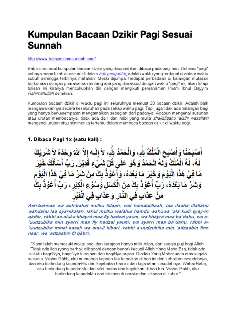 Kumpulan Dzikir Pagi Pdf