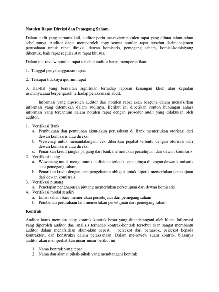 Notulen Rapat Direksi Dan Pemegang Saham | PDF