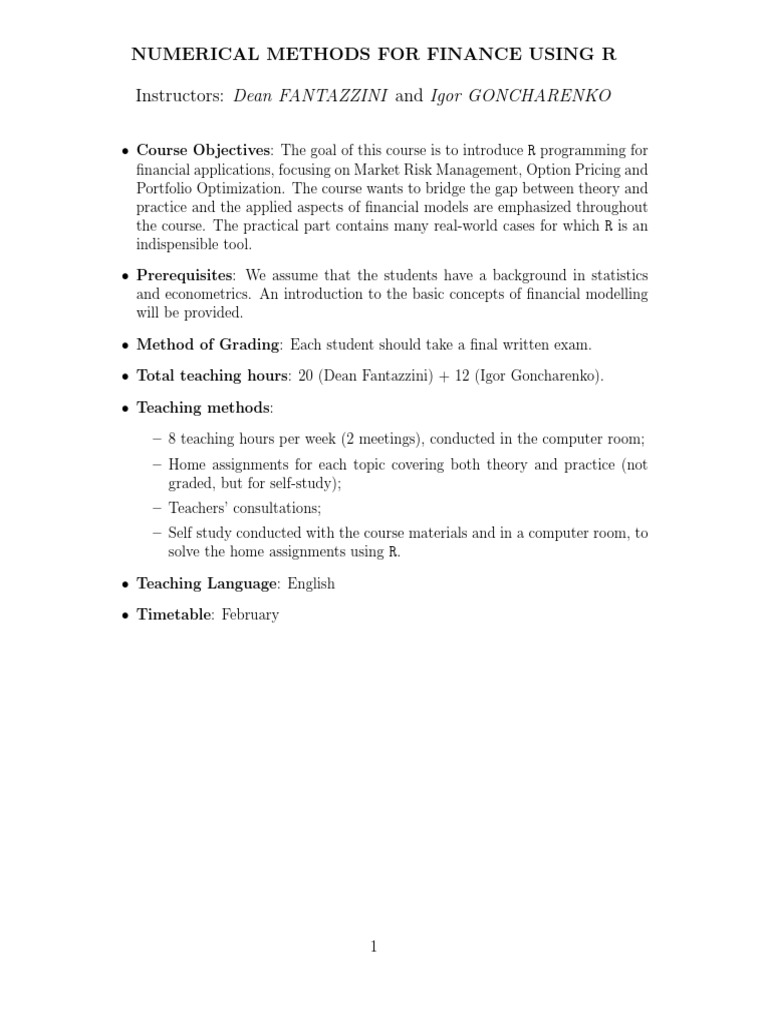 R for Finance: Risk, Options, Portfolio | PDF | Greeks (Finance ...