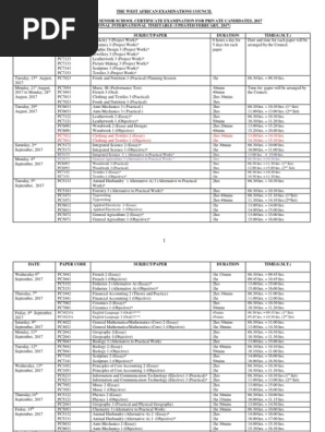 Wassce Timetable