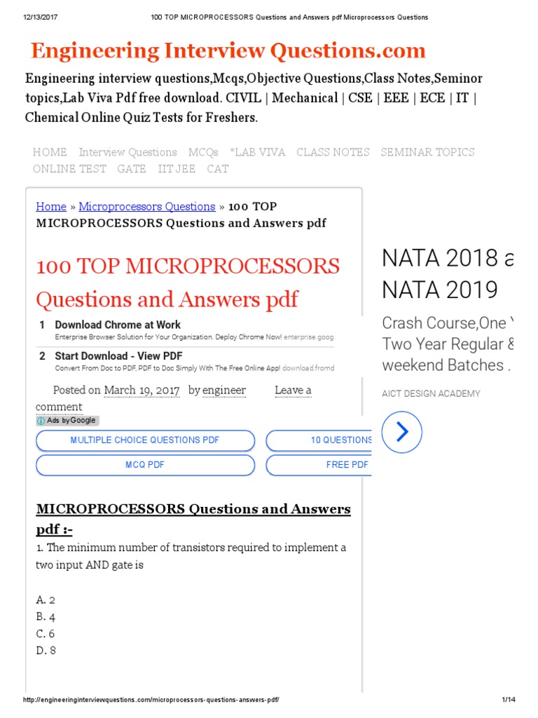 100 Microprocessors Q A Pdf Guide Pdf Central Processing Unit C