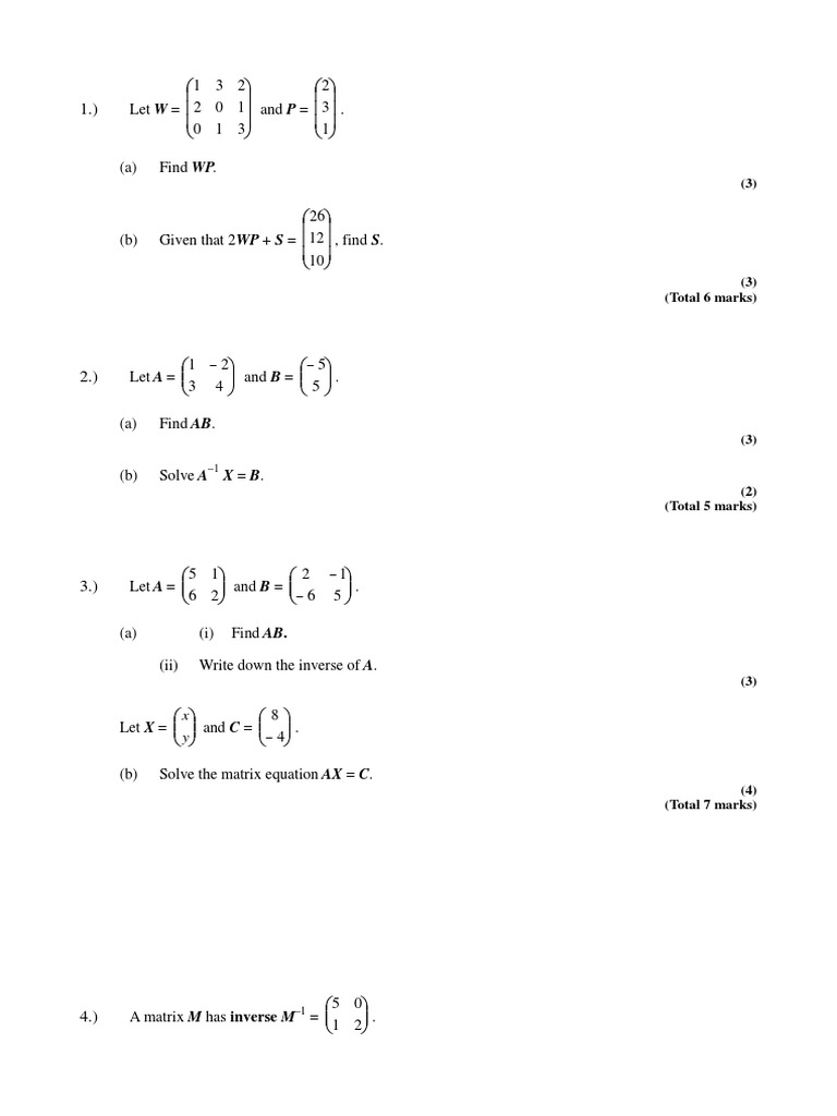 Matrix Operations and Solutions | PDF | Matrix (Mathematics ...