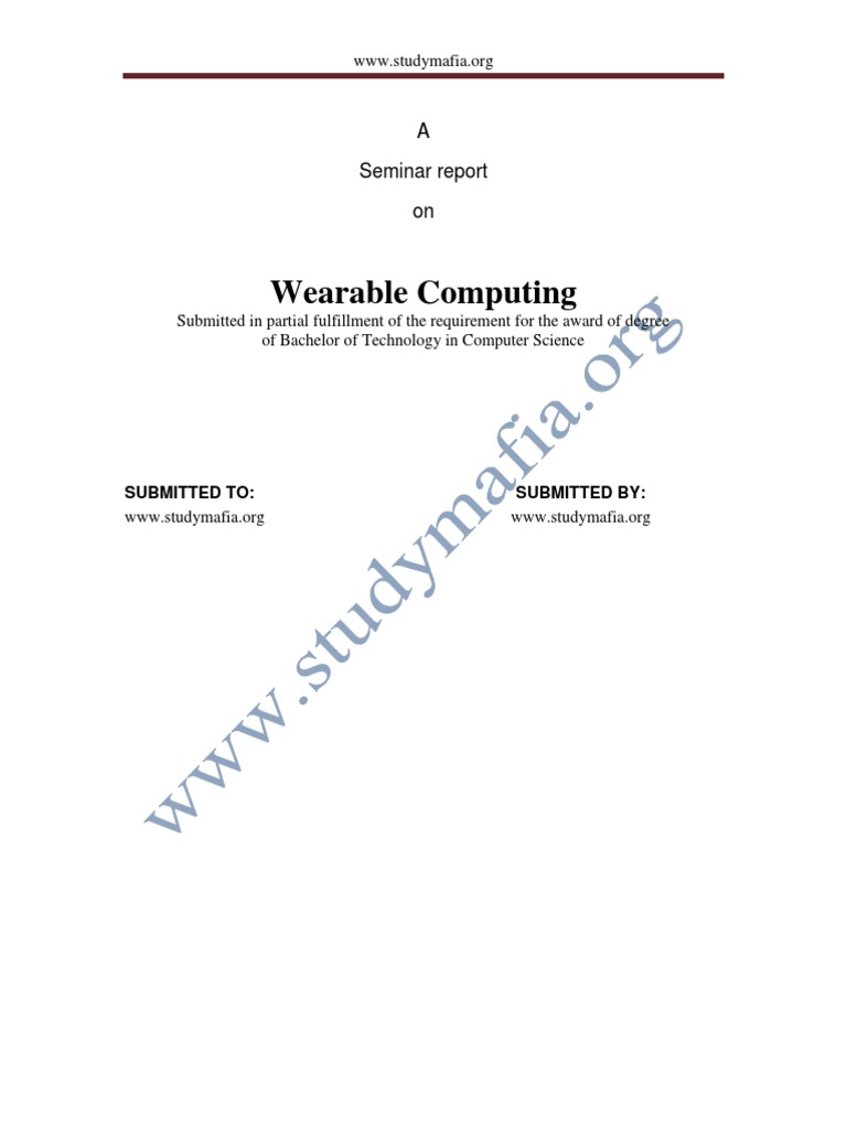 Seminar Report on Wearable Computing | PDF | Input/Output | Computer ...