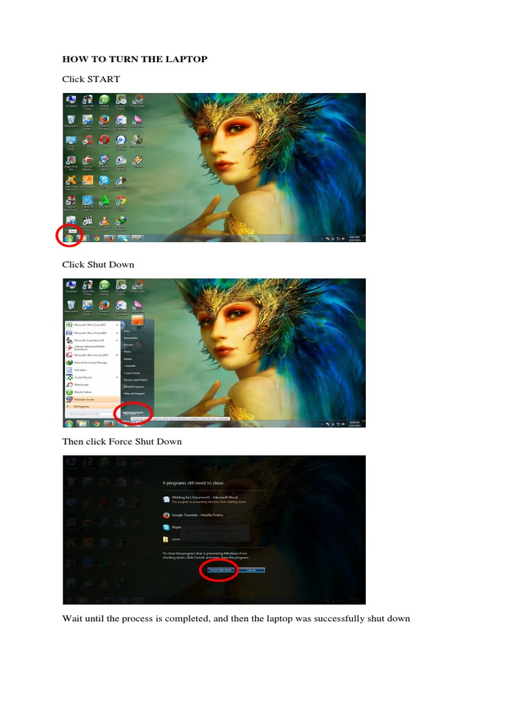 How To Turn The Laptop | PDF
