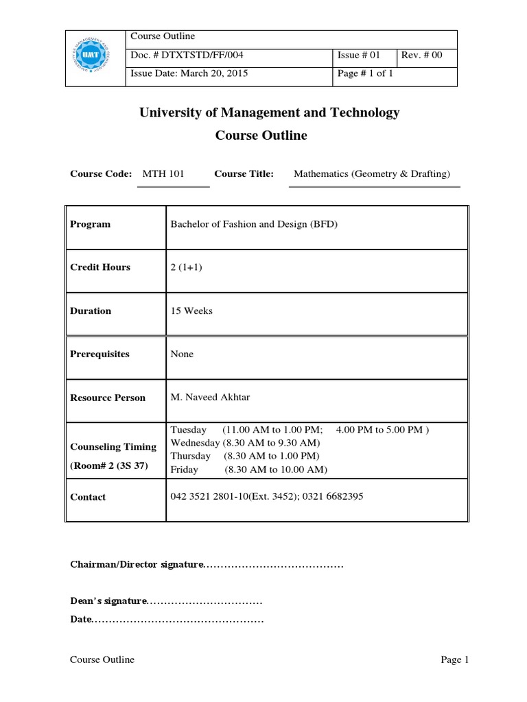 Geometry & Drafting Course Outline | PDF | Circle | Triangle