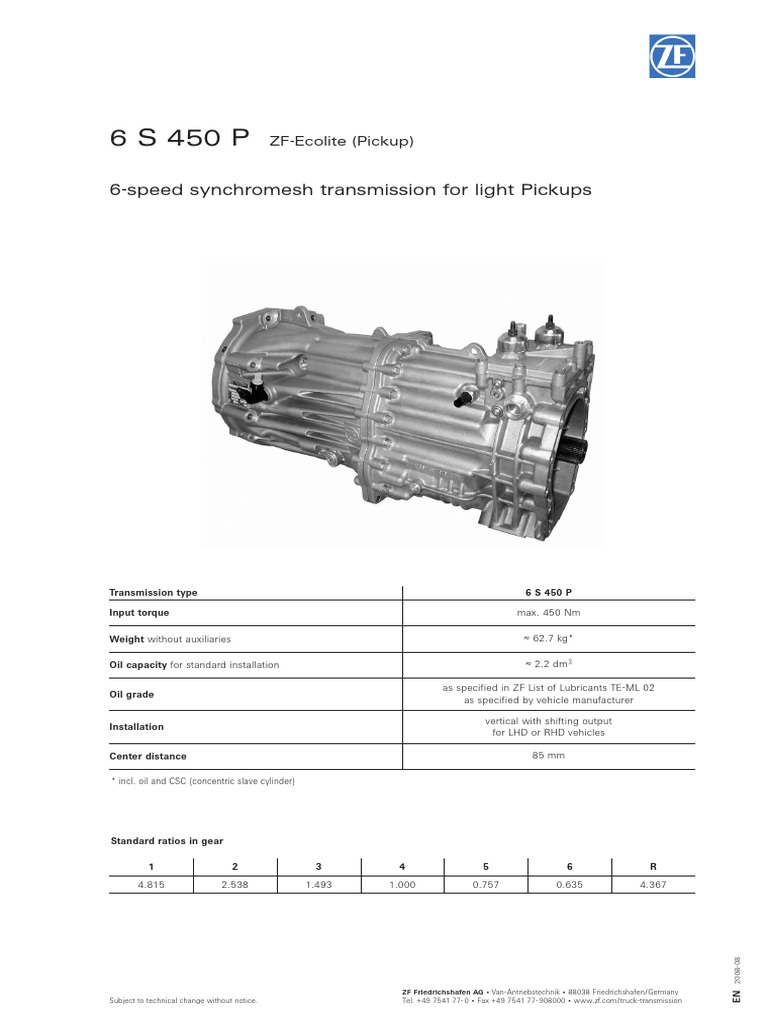 ZF 6S 450P | Manual Transmission | Gear