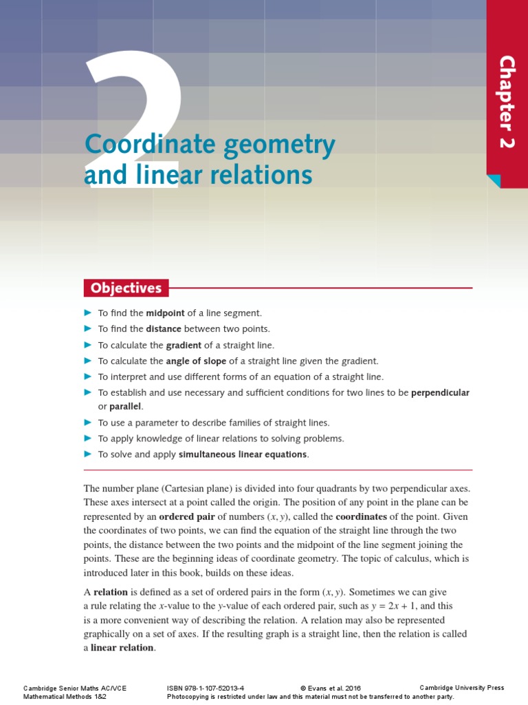 Mathematical Methods Units 1 2 AC VCE Chapter 2 PDF Line (Geometry) Plane (Geometry)