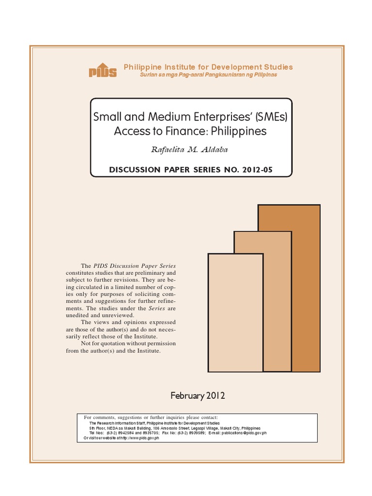 Small and Medium Enterprises' (Smes) Access To Finance: Philippines ...