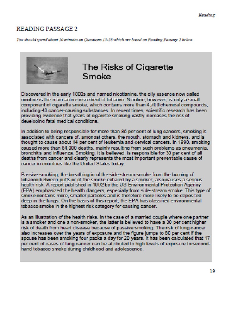 Ielts Smoking Reading