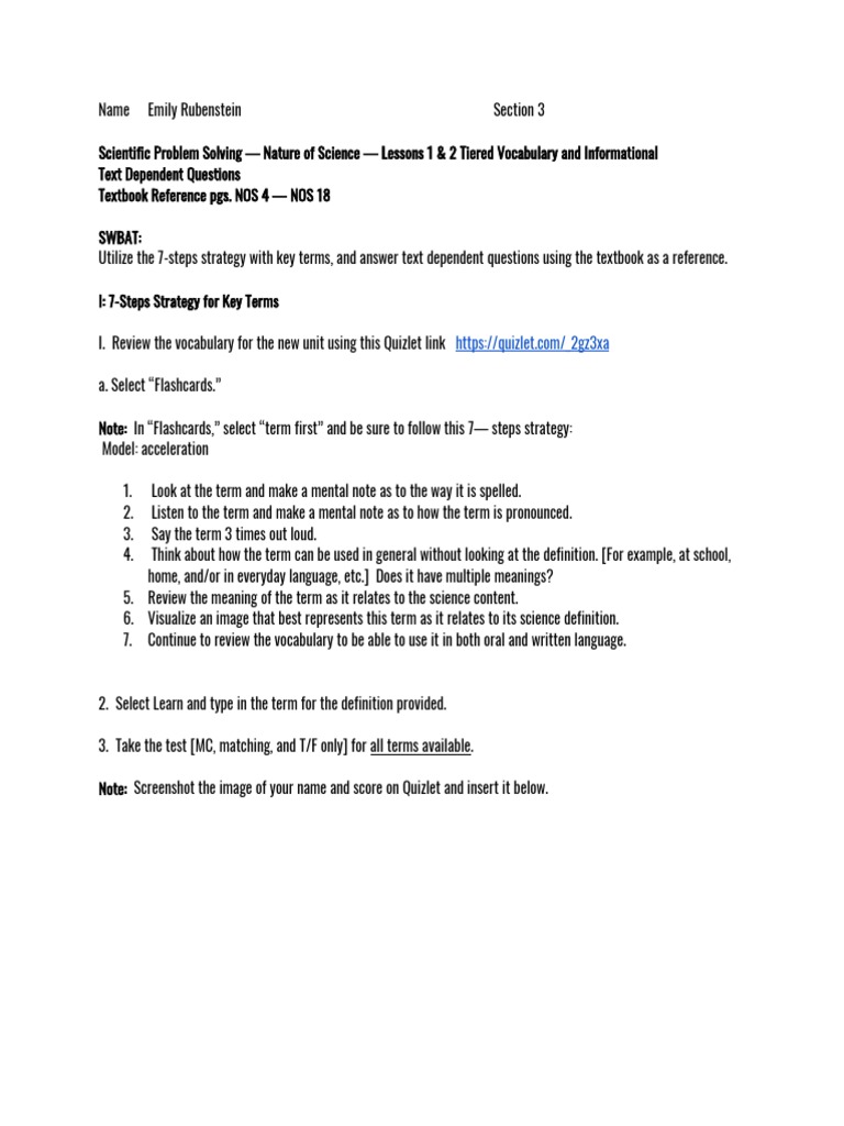 Scientific Problem Solving Lessons 1 & 2 PDF Scientific Method