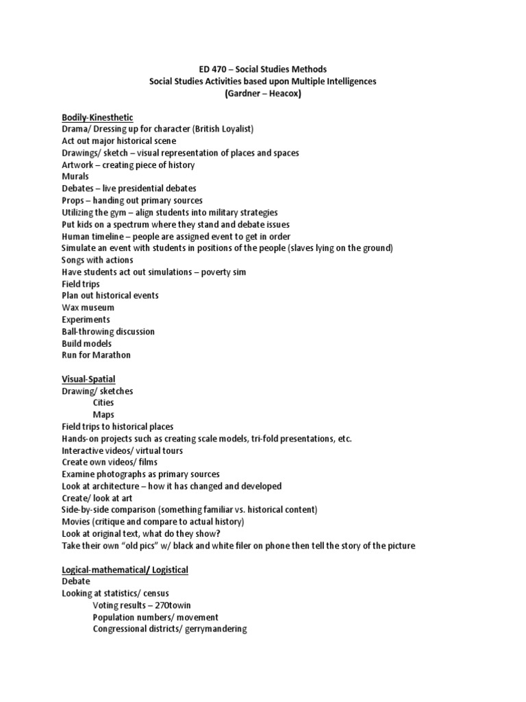 Multiple Intelligences 15 | PDF | Project Based Learning | Simulation