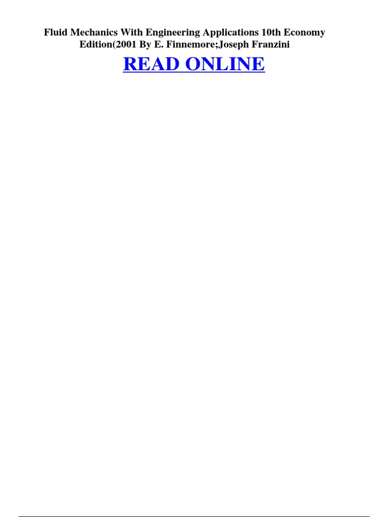 Fluid Mechanics With Engineering Applications 10th Economy Edition2001