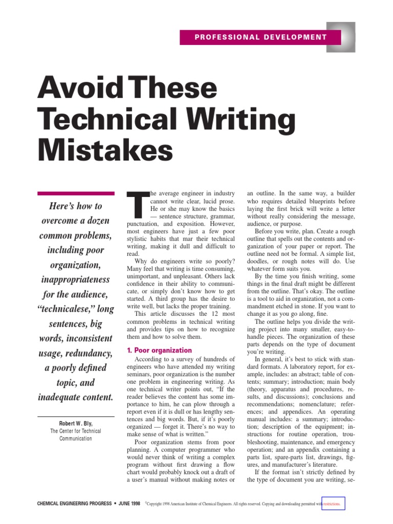Avoid These Technical Writing Mistakes Professional Development