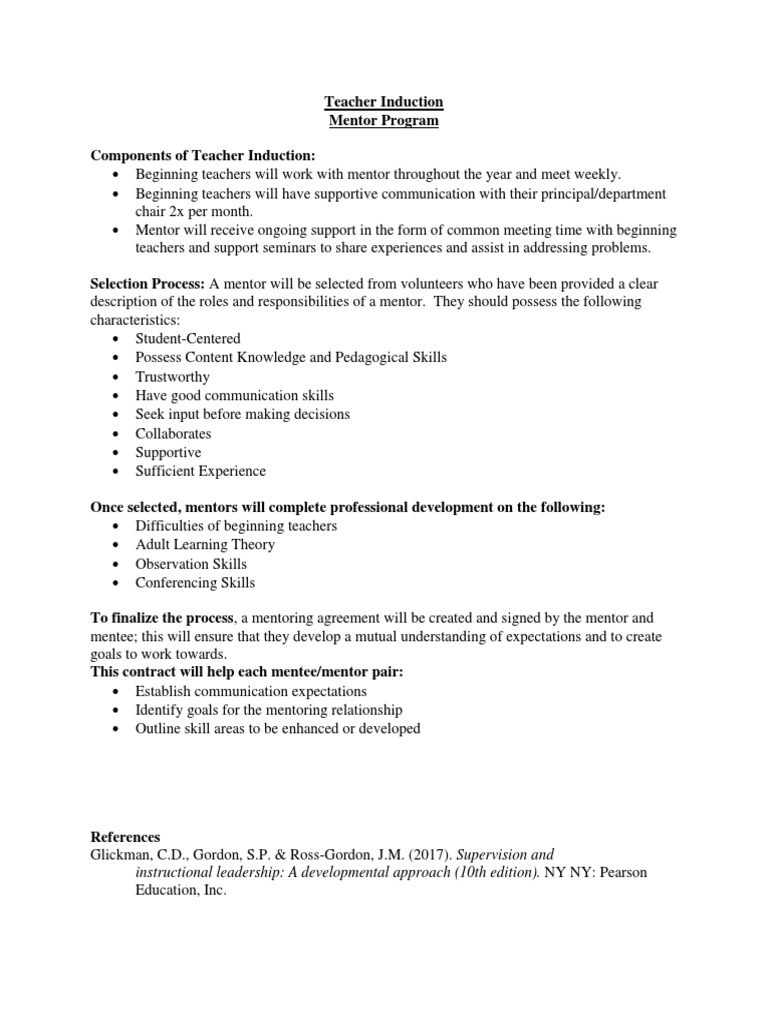 Teacher Induction Mentor Program Guide | PDF