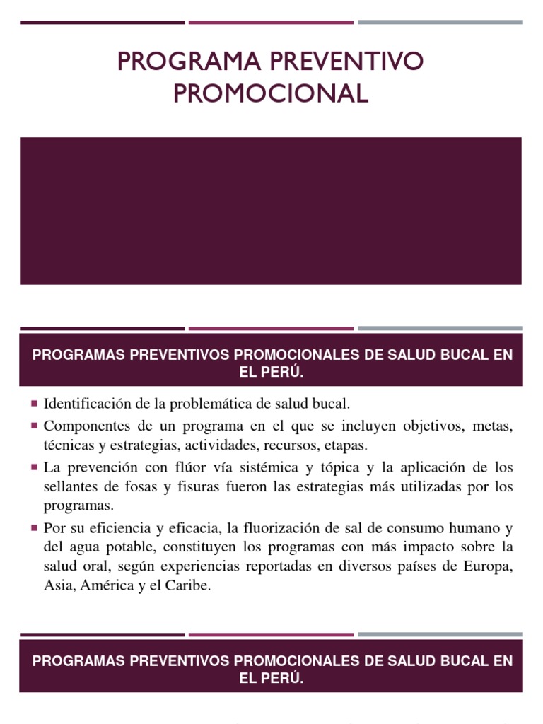 Programas Preventivos de Salud Bucal en Perú | PDF | Asistencia ...