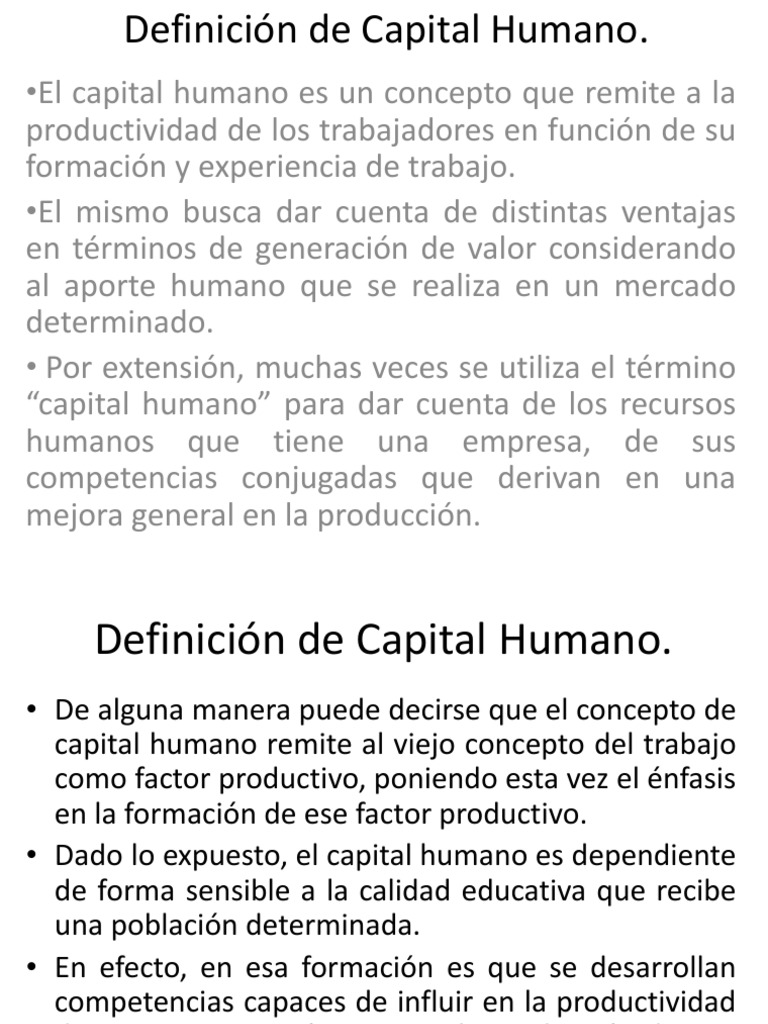 Definicion De Capital Humano Capital Humano Capital Economia