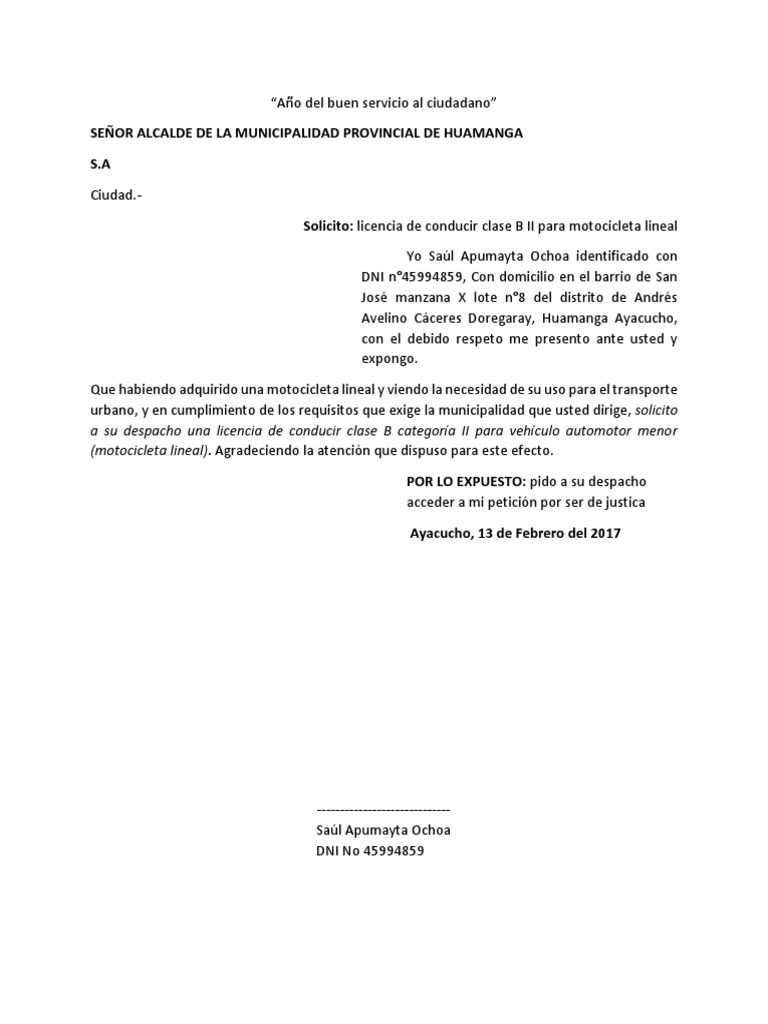 Solicitud Moto