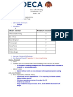 November 16 2017 Officer Meeting Minutes