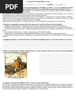 Avaliação 3 Ano - Primeira Guerra - Rev Russa - Crise de 1929