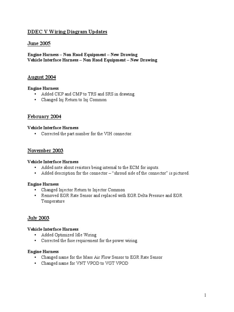 DDEC V Wiring Diagram Updates PDF Systems Engineering Engine