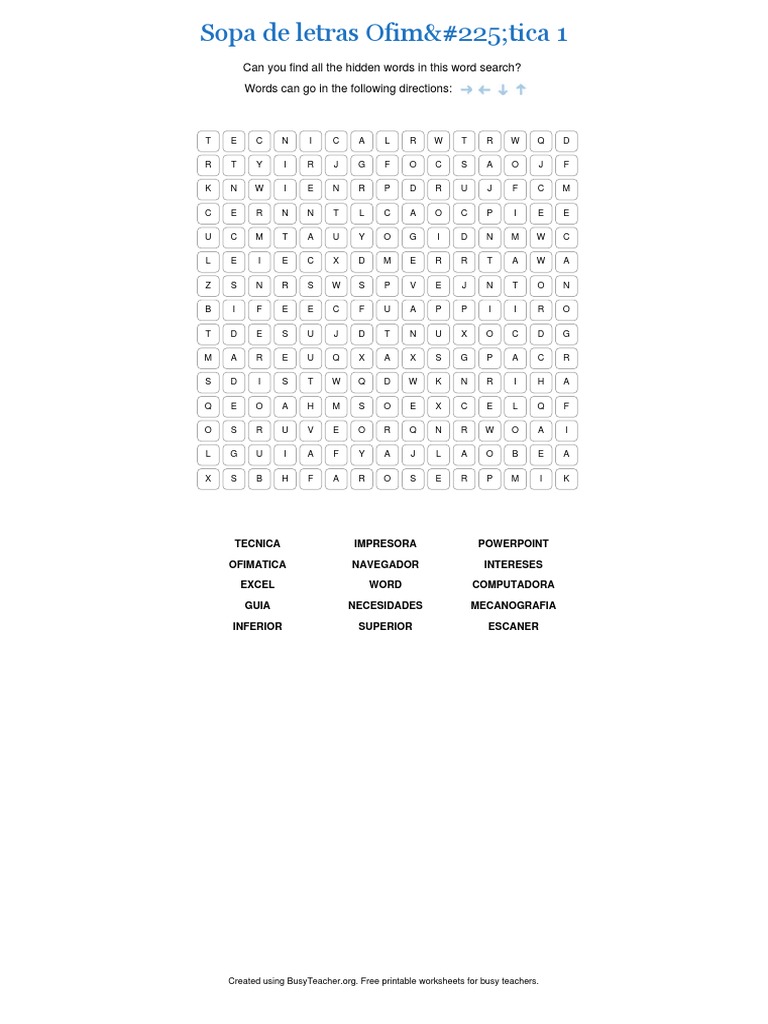 Sopa de Letras de Ofimática | PDF | Ocio
