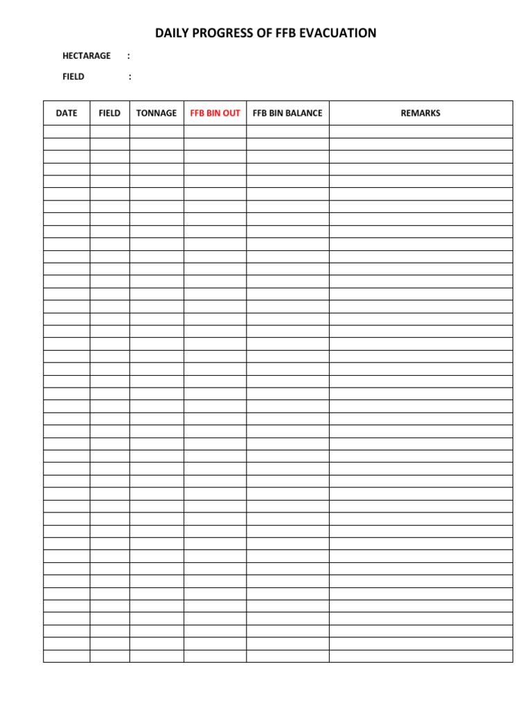 FFB Evacuation Daily Report | PDF