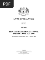 Act 555, Private Higher Educational Institutions Act 1996