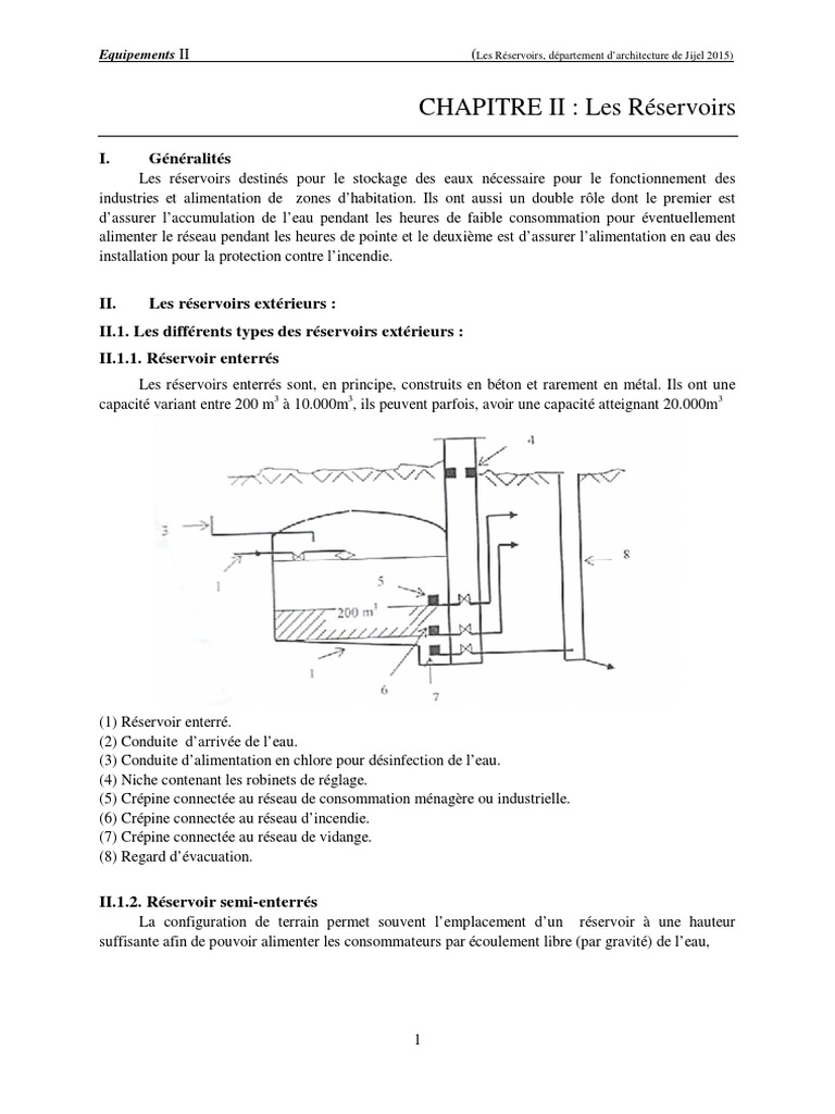 Types et Calcul des Réservoirs d'Eau | PDF | Lac de barrage | Stockage ...