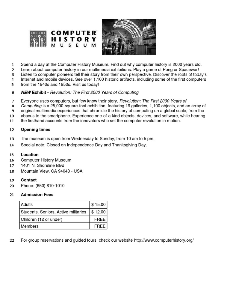 Folder - Computer History Museum | PDF | Social Science | Young Adult