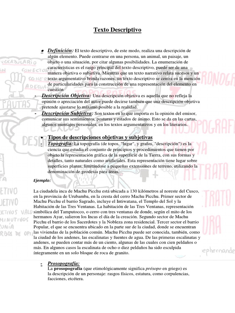 Ejemplos de Textos Descriptivos | PDF | Machu Picchu | Topografía