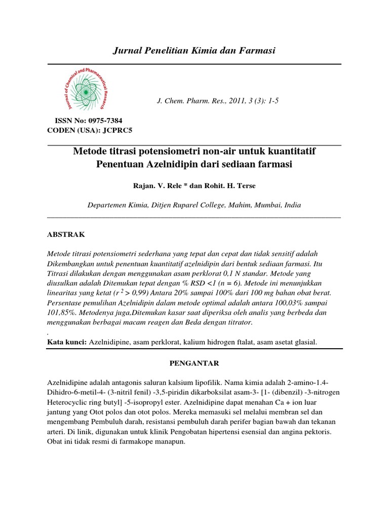 Jurnal Penelitian Kimia Dan Farmasi Pdf