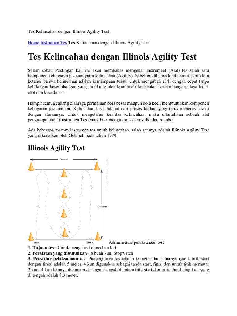 Tes Kelincahan Dengan Illinois Agility Test