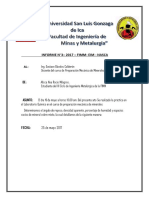 Informe de laboratorio sobre propiedades físicas de mineral de cobre