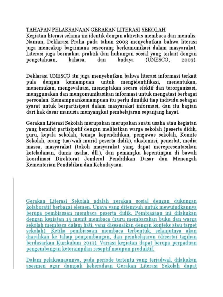 Contoh Rencana Dan Laporan Pelaksanaan Kegiatan Literasi