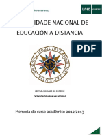 Universidade Nacional de Educación A Distancia: Memoria Do Curso Académico 2012/2013