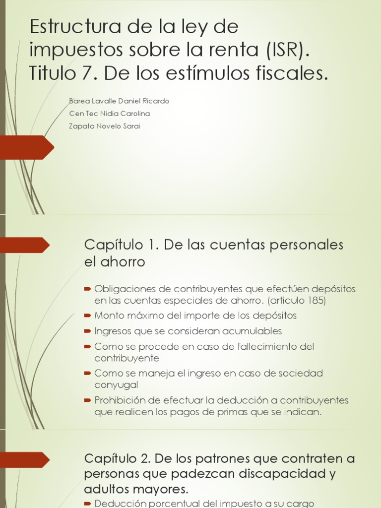 Estructura de la Ley del ISR | PDF | Impuesto sobre la renta | Impuestos