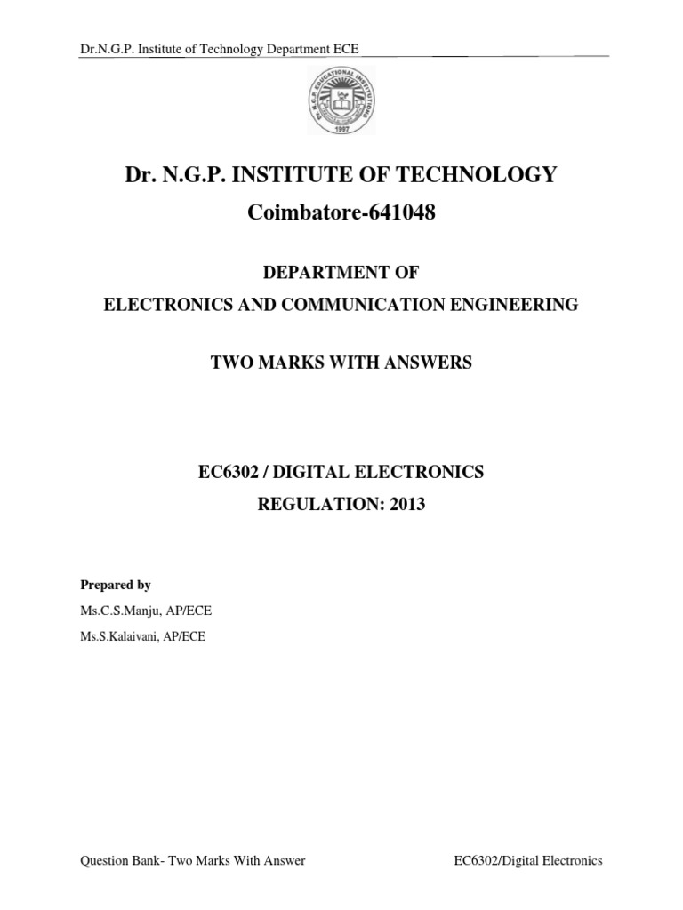 Digital Electronics Question Bank PDF | PDF | Random Access Memory ...