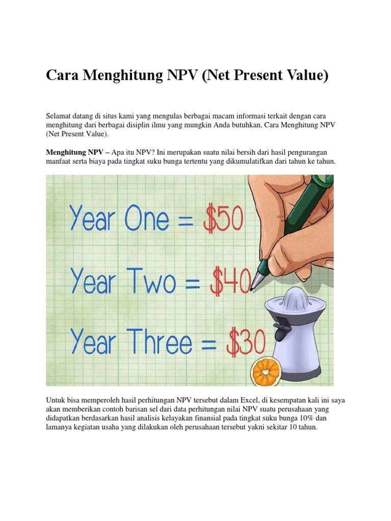 Cara Menghitung Npv Net Present Value