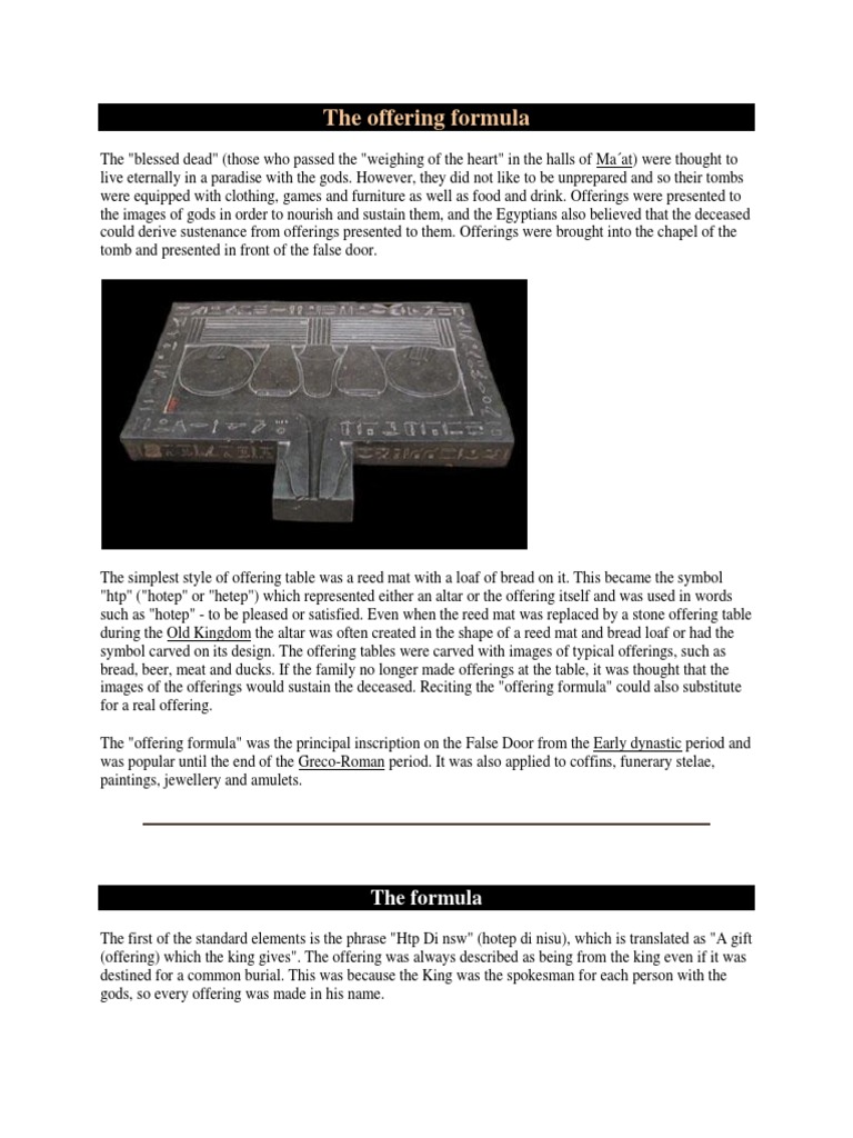 Offering Formula in Kemetic Religion | PDF | Pharaoh | Ancient Egyptian ...