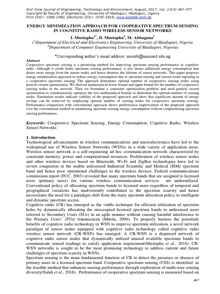 Energy Minimization Approach For Cooperative Spectrum Sensing in ...