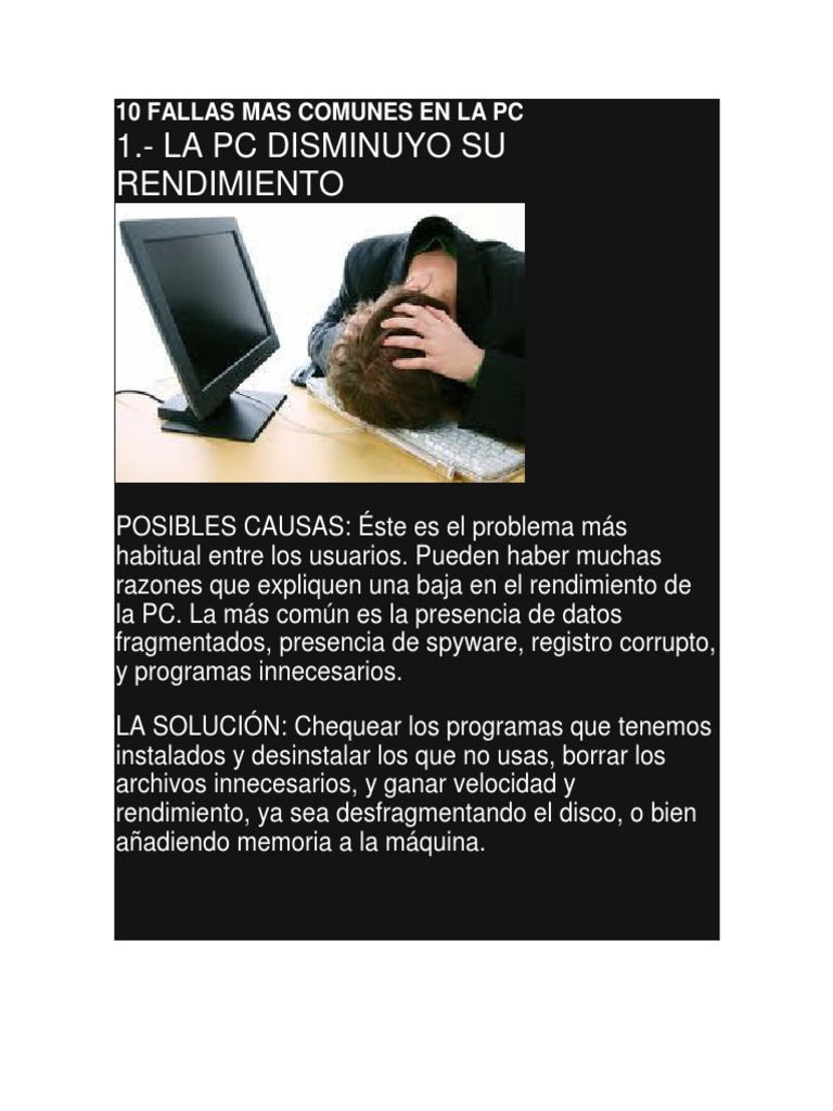 10 Fallas Mas Comunes En La Pc Pdf Disco Flexible Teclado
