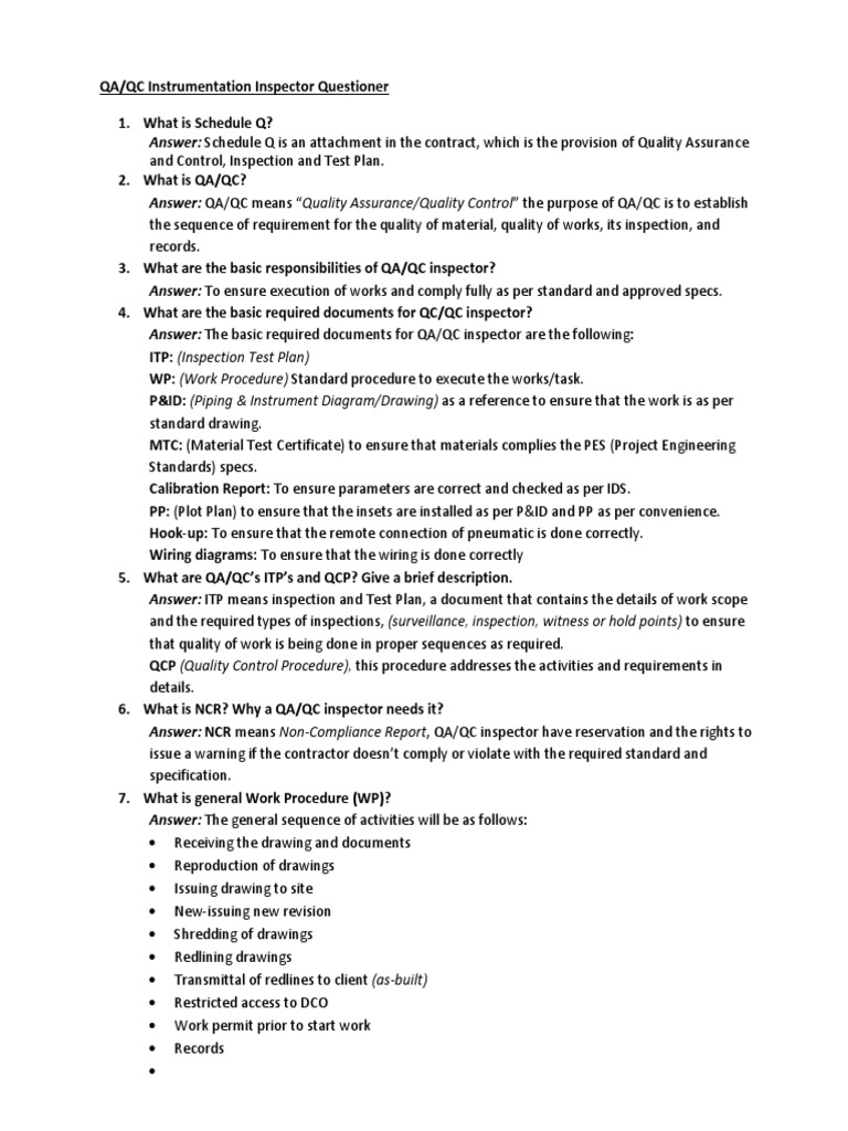 QA/QC Inspector Responsibilities Guide | PDF | Programmable Logic ...